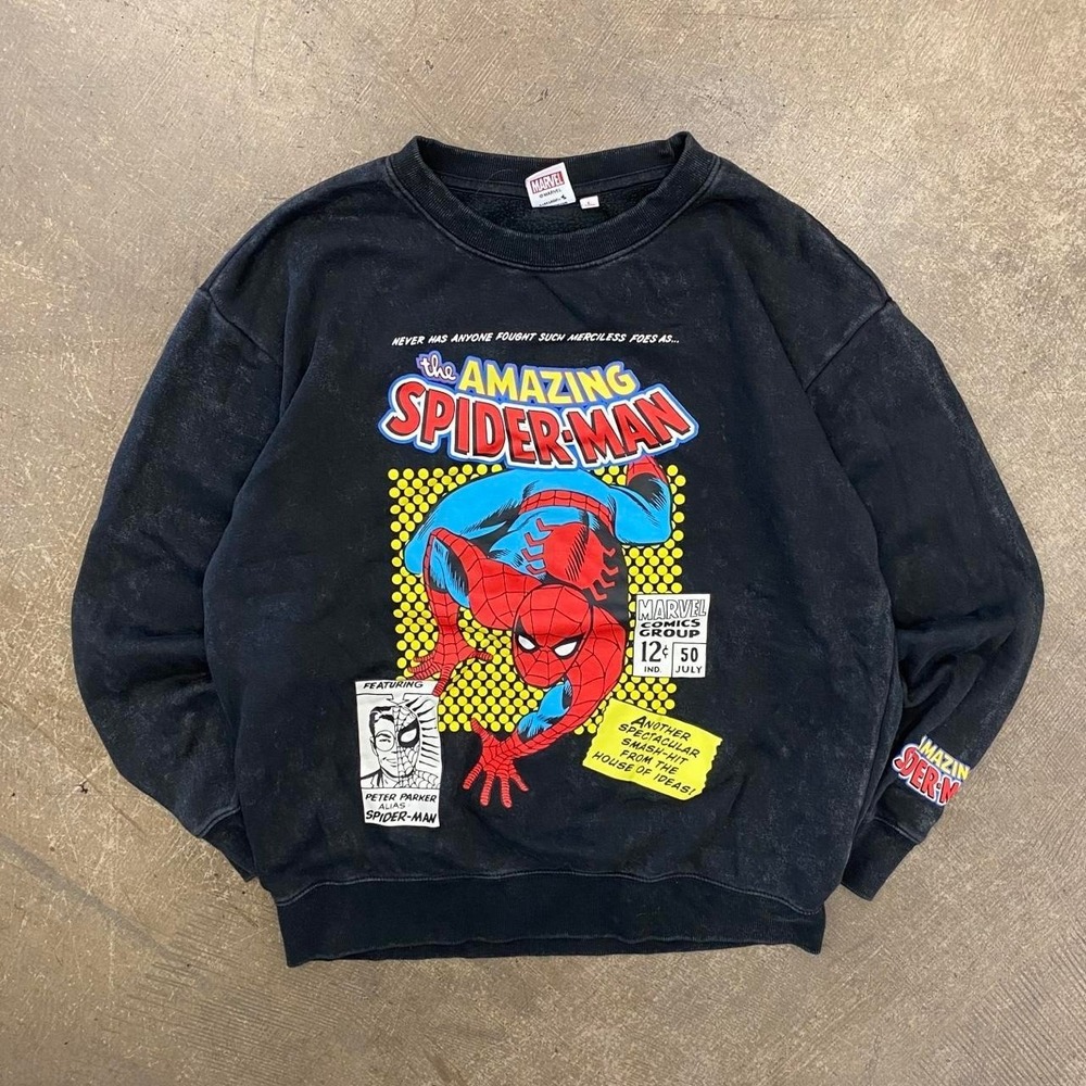 The Amazing Spider-Man Marvel Comics Vintage Style Cartoon Sweatshirt Crewneck L